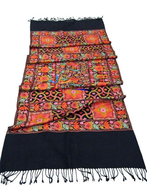 Elegant Pashmina Shawls - Handcrafted Cotton & Silk, Exquisite Suzani Embroidery with Antique Souvenir Appeal