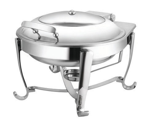 Round Glass Lid Induction Chafer With Fuel Burner Stand