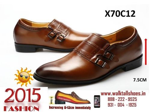 Height Shoes To Look Taller Brown Color With Buckle