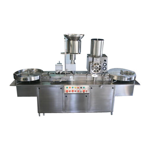 Injectable Vial Powder Filling and Stoppering Machine - Stainless Steel, 12x15 Inches | Automatic Control, Customized Capacity, 1 Year Warranty