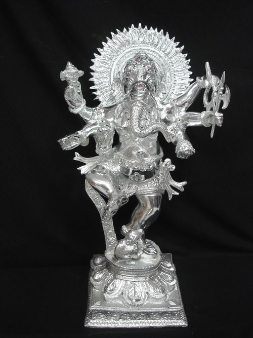 White Metal Ganesh Dancing