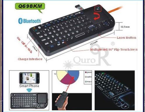 3 in 1 2.4G Wireless Bluetooth Keyboard with Touch Pad+ Laser Presenter