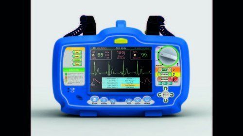 Defibrillator - 7 Inch High-Resolution Display, 60 Discharges on Rechargeable Battery, Biphasic Waveform