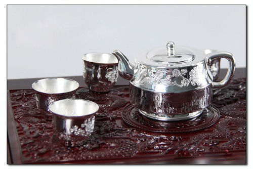 Pure Silver 990 Chinese Folk Tea Set