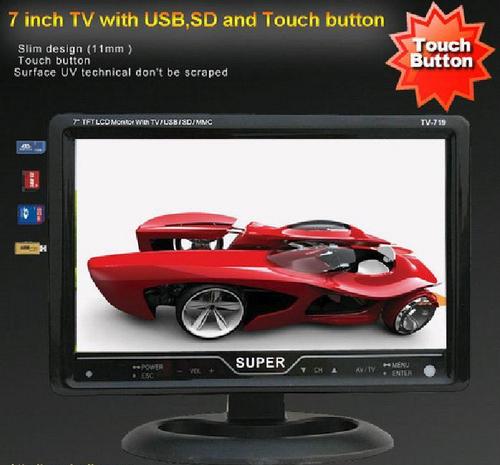 7 Inch Tft Lcd Tv With Touch Button And Usb, Sd Car