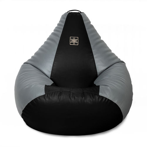 Vplanet Faux Leather Bean Bag Unfilled With Spill Proof Filling Tube Liner | Bean Bag Without Beans (Black&Grey,2Xl,3Xl) - Set Of 6 Pcs Length: 120  Centimeter (Cm)