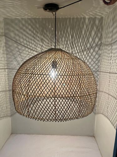 Natural Light Brown Rattan Cane Hanging Lamp