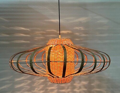 Natural Light Brown Ufo Rattan Cane Hanging Lamp