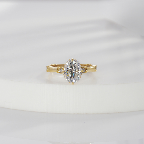 1.99 Ctw Oval Cut Lab Grown Diamond Bamboo Engagement Ring