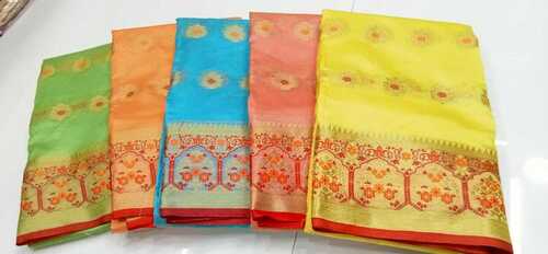Ladies Pura Kora Art Silk Saree With Matching Blouse Piece