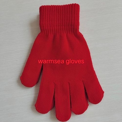 Girls Winter Red Woolen Gloves