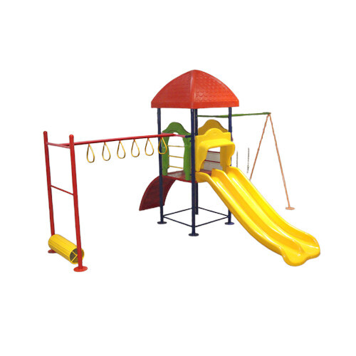 Mini Multiplay System - Metal & Plastic Construction, Yellow Finish, 2 Slides, 1 Swing, 1 Climbing Frame, High Quality & Durability, Safety Designed for Children