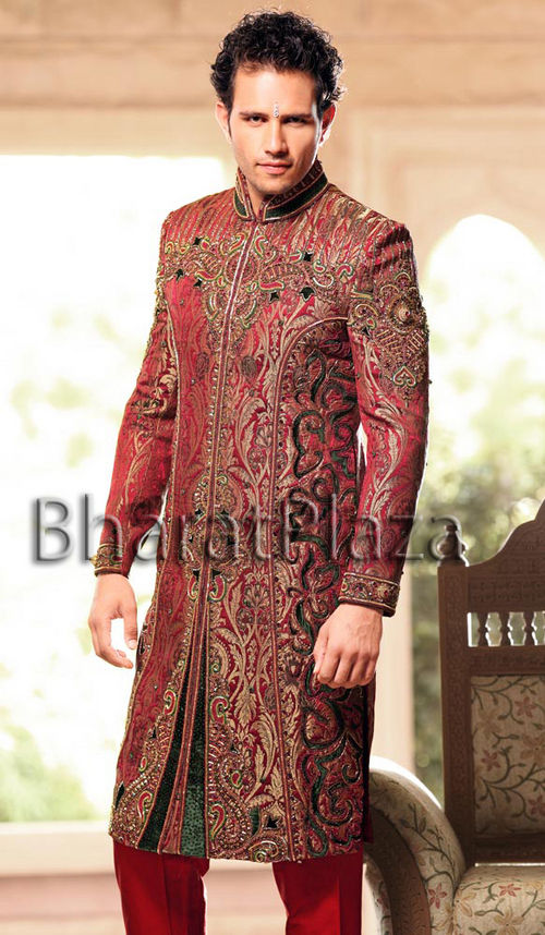 Maroon Wedding Sherwani