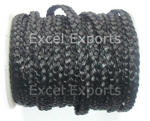 Braided Leather Cord 10mm Flat