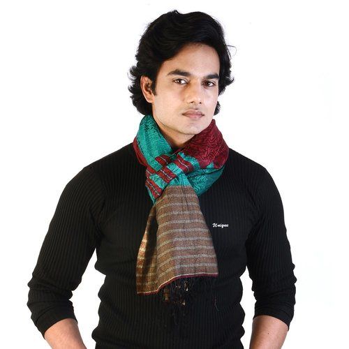 Multicolor Stripe Border Men Reversible Silk Stole