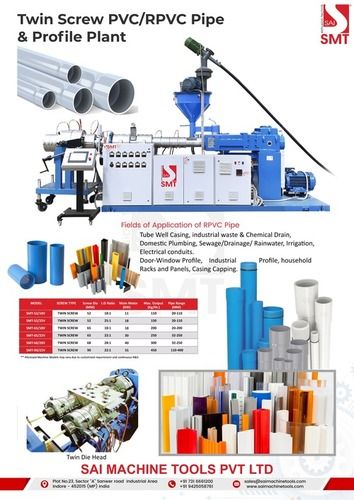 Automatic Twin Screw Pvc Pipe Plant With Plc Control System Power: 11Kw To 55Kw Watt (W)