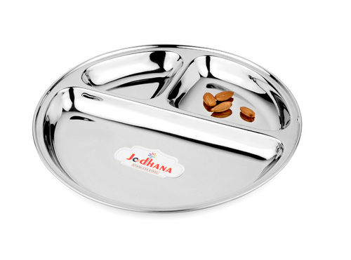 Chrome Round 3 In 1 Ss Compartment Lunch Tray