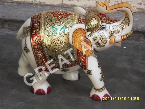 Marble Gold Painted Elephant