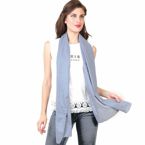 Machine Made Plain Steel Grey Color Ladies Cotton Scarf (Size : 50 x 180 cm)