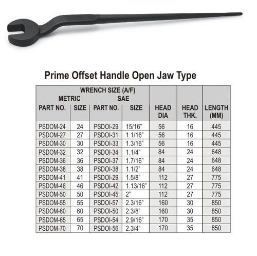 Prime Offset Handle Open Jaw Type Wrench