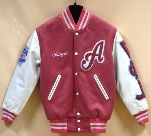 Pink And White Knit Collar Letterman Varsity Jacket at Best Price in ...