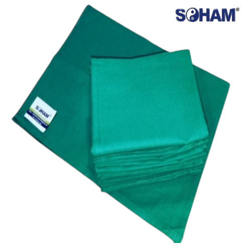 Green Draw Sheet - Soft Cotton with Waterproof Inner Layer, Green Color, Rectangular Shape, Comfortable and Easy to Clean