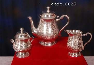 Brass Silver Plated 3 Piece Tea Set