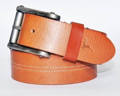 Casual Leather Belt with Stitching