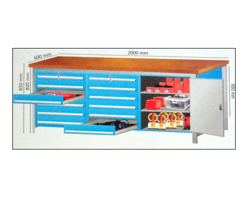 Workbench With 6 Drawer Triple Tool Cabinets