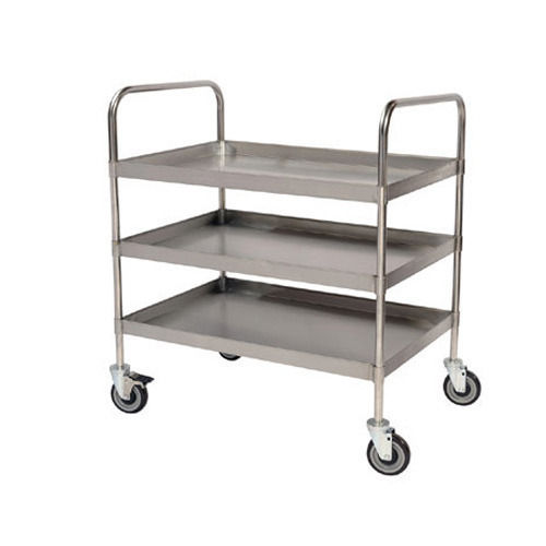 Stainless Steel Utility Trolley With Four Castors Height: 32 Inch (In)