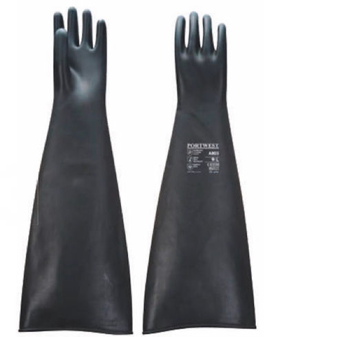 Sand Blasting Natural Rubber 600mm Hand Gloves With Gauntlet