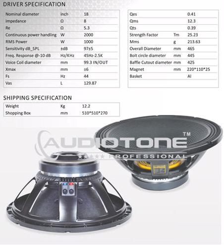 audiotone speaker 12 inch price