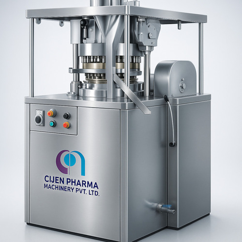 Double Sided Rotary Tableting Machine - CI Body, Special Grade SG Iron Casting | Automatic Control Mode, Silver Metal Finish