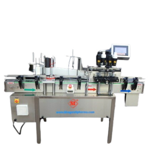 Single Side Flat Bottle Labeling Machine - Stainless Steel, Label Height 8 mm to 150 mm, Label Roll Dia. 300 mm | Automatic, PLC Control, High Precision +/- 0.5 mm
