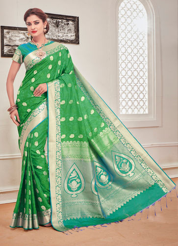 Parrot Green And Turquoise Green Colour Art Silk Saree