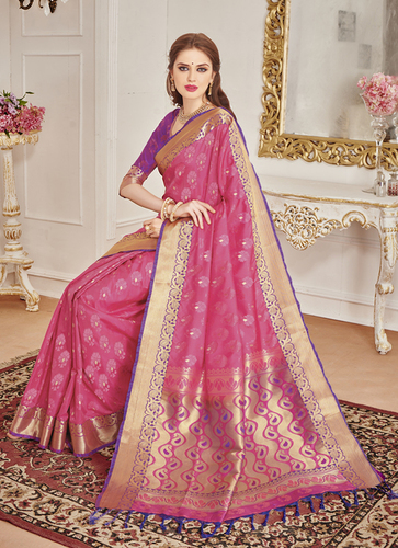 Meghdoot Pink And Purple Art Silk Saree