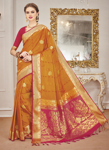 Meghdoot Mustard And Pink Colour Art Silk Woven Saree