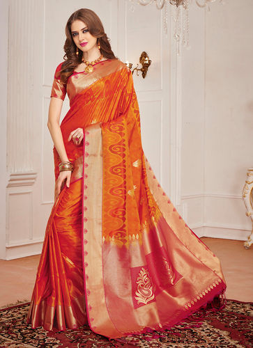 Meghdoot Orange And Pink Colour Art Silk Saree 