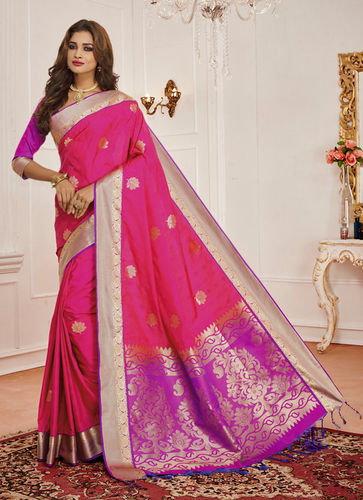 Meghdoot Pink And Purple Colour Art Silk Saree