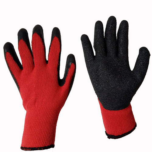 Red/Black 10 Gauge Cotton Thread Knitted Durable Latex Palm Coated Safety Work Gloves