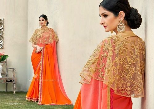 Orange Fancy Printed Sarees