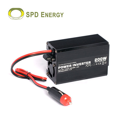 Black Mini Car Inverter With Usb (12V, 200W)