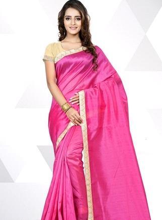 Organic Pink Colore Silk Casual Saree