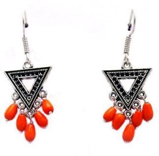 Conical Shape Orange Stone Earring