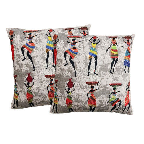 Digital Print Polyester Chenille African Girls Fancy Decorative Handloom Cushion Covers for Bedding, Sofa, Couch, Chair and Home Decor