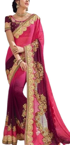 Violet Wedding And Party Wear Saree