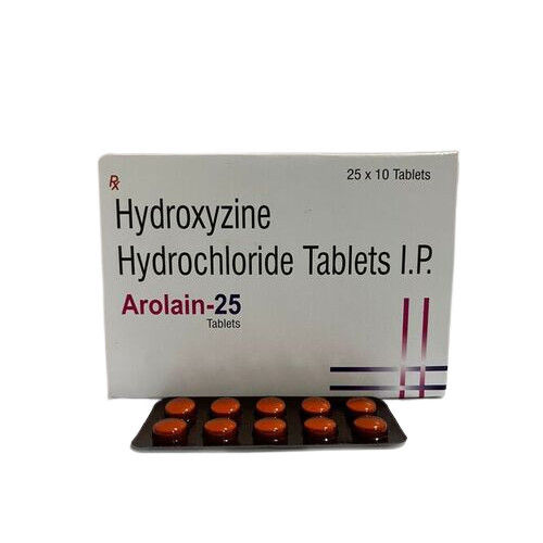 Arolain 25 Hydroxyzine Hydrochloride Tablets I.P. (25X10 Tablet Pack) General Medicines