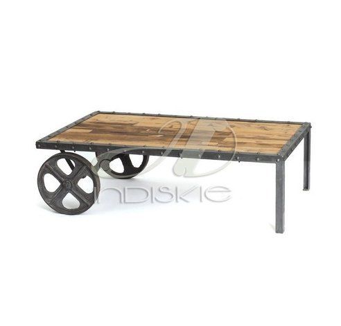 Vintage Industrial Wooden Transfer Cart Coffee Table