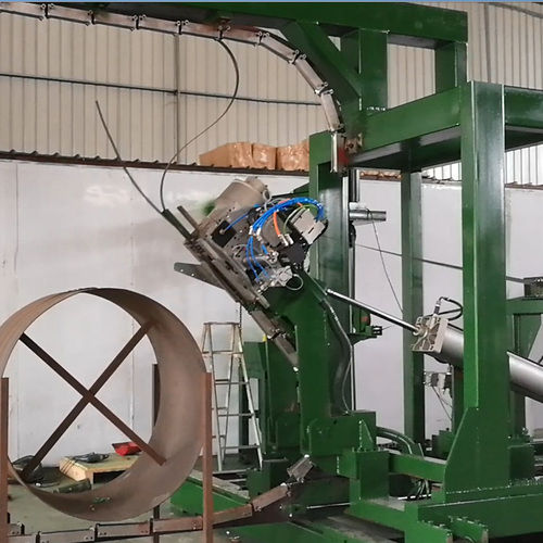 Red Automatic Steel Bundling Machinery For Vertical Strapping Of Steel Coils