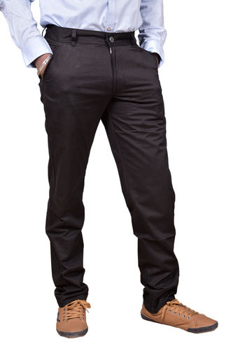 Just Trousers Black Regular Fit Flat Trousers